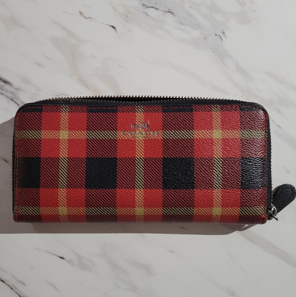 Plaid Coach Wallet